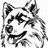 Pixelated black-and-white husky head on white background, blue field with 'Go HUSKIES!', 'ARE BMS!!', '6th Grade ROCKS!' text in white block letters.