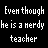 Black background with white pixelated text arranged in a , displaying phrases about a character named Mr. D