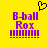 Yellow background with purple text reading "B-ball Rox" and a black pixelated heart above the left side of the text.