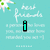 A turquoise background with white floral motifs and text reading 'best friends' in cursive, featuring a cyan information icon that changes to a pink heart then to blue 'mike' text.