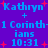 Pixelated blue text on purple background with red starbursts, repeating 'Kathryn', '1 Corinthians 10:31' in two