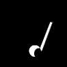 White eighth note symbols on black background with one gray rectangle, animated in sequence.