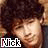 Pixelated static buddy icon featuring a person with dark hair and light skin, overlaid with white text reading "Nick" in a blocky font.