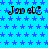 Blue background with repeating dark blue stars, multiple instances of 'JavetC' text in black pixelated font, and a solid gray rectangle in the bottom-right corner.