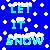 Pixelated blue background with white snowflakes and light blue text reading "LET IT SNOW" in three lines.
