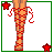 Pixel art of nine showing a woman with long brown hair, red star accents, and green text forming 'meet me under the mistletoe' across frames