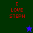 Red pixelated text "I LOVE STEPH" on dark green and blue backgrounds with a small star icon changing color between frames.