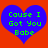 Two identical blue hearts on red background with green text reading 'Cause I Got You Babe' in pixelated font.
