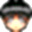 Pixel art character head with black spiky hair, orange highlights, and blue eyes in multiple expressions including smiling, blushing, and closed eyes.