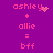 Pixelated pink text on purple background shows 'ashley + allie = bff' with heart and sparkles animations.