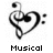 Two side-by-side pixelated icons with musical note and heart symbols, each with distinct text below.