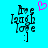 Pixelated text 'Live Laugh Love :)' on cyan background with a pink heart above the right side of the text.