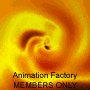 A swirling yellow and orange vortex animation with a dark center, overlaid with text reading "Animation Factory MEMBERS ONLY" in black font.