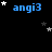 Blue text 'angi3' on black background with scattered white and gray stars, some stars move across frames.