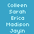Pixelated text list on blue and gray background with names and session details.