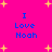 Bright pink background with yellow starbursts and blue text reading "I Love Noah" in four identical quadrants.