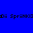 A static image divided into four quadrants with blue, green, and two shades of blue backgrounds displaying repeated text "Dii SpriiNKI" in black pixelated font.