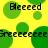 Yellow background with green circles and repeated text 'Bleeeed' and 'Greeeeeeee' in black pixelated font.