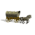 Animated sequence of a covered wagon with horse, showing subtle motion in the horse's legs and wagon wheels