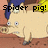 Animated pixel art of a light beige pig with blue hair and yellow clothing, standing on brown ground with text overlays.