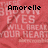 Pixelated red background with black text 'Amorelle' at top and faded white text 'EYES WILL BREAK YOUR HEART' below, all in blocky digital font.