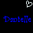 Pixelated blue text 'Danielle Danielle' on black background with white heart outline above.
