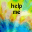 Pixelated text on a colorful abstract background with yellow, blue, and green hues.