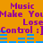 Pixelated text and blue bars on an orange background, repeating 'Music Make You Lose Control :]' with a static layout.