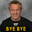 A person in a black shirt with yellow text overlays changing across four : 'BYE BYE', 'Czech Slovakian', and 'Guy' visible