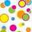 A static composition of overlapping circular shapes in various colors including blue, yellow, orange, green, and magenta on a white background.