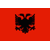 Static 50x50 pixel icon featuring a black double-headed eagle on red background with gray top/bottom borders, resembling Albania's national flag emblem.