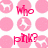 Pixelated pink and white pattern with repeated dog silhouettes and red text reading "Who doesn't love pink??" scattered across the image.
