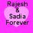 Four identical pixelated heart-shaped icons with text 'Rajesh & Sadia Forever' on a bright pink background, arranged in a