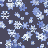 Pixelated image with blue and white snowflakes on dark gray background, right side shows partial text "Let It Snow" in light gray letters.