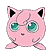 Pink round cartoon character with black-tipped ears and large green eyes in nine positions showing varied poses and expressions