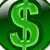 Green dollar sign icons on dark green circular backgrounds with silver accents, arranged in a pattern