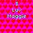 A static pixel art image with a bright pink background covered in repeating red heart shapes, featuring cyan text reading "I Luv Maggie" in two identical sections.