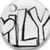 A circular icon with a white background contains black line art of abstract shapes resembling stylized letters or symbols in the center.