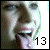 A 50x50 pixel animated contact sheet showing two frames of a woman's face with tongue out and the number '13' in different colors.