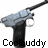 Static pixelated icon of a handgun with text "Coolbuddy" below it on white background.
