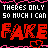 Pixelated text and symbols on black background with red and pink elements, featuring repeated phrases and heart shapes.