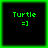 Green pixelated text 'Turtle =]' on black background with green border, displayed in four identical arranged in a