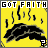 Yellow background with black handprint and smoke-like lines; text alternates between 'GOT FAITH' and '12GRACE STREET .COM' across frames.