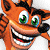 A pixelated animated contact sheet featuring Crash Bandicoot on the left and green text reading 'Original Icons .com' on a dark green background.