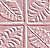 A static pixelated image divided into four quadrants by thin white lines, each quadrant containing a repeating pattern of diagonal dark brown stripes on a light pink background.