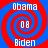 Four identical display red and blue spiral backgrounds with white text reading "Obama" at top, "08" in center, and "Biden" at bottom