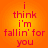 A static image with orange gradient background displaying red pixelated text reading 'i think i'm fallin' for you' in two identical vertical sections.
