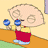 Animated contact sheet of Stewie Griffin from Family Guy holding blue maracas, showing frame-by-frame mouth and head movements across eight sampled frames.