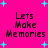 Bright pink background with cyan star shapes and black text reading "Lets Make Memories" in four identical sections.