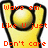 Pixelated yellow figure with black outline holding arms up, overlaid with red pixelated text reading 'Wave em' Like U just Don't care'